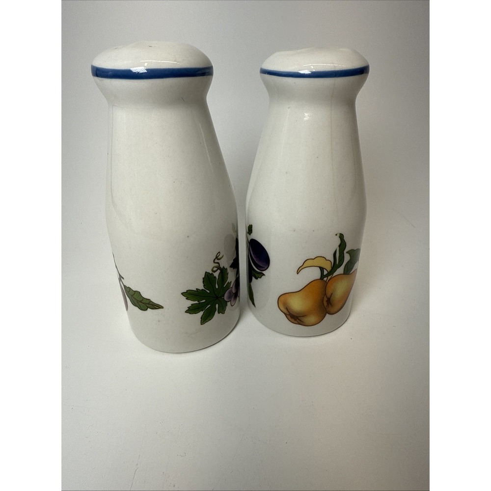 Tabletops Unlimited Stoneware Essence Salt &‎ Pepper Shakers Fruit Design